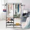 Metal Garment Rack Freestanding Clothing Organizer With Shelves And Hooks Black
